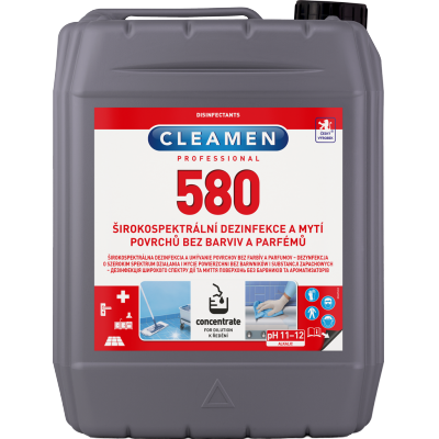 CLEAMEN 580 concentrate širokospektrální dezinfekce a mytí povrchů bez barviv a parfémů